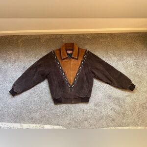 Vintage Cripple Creek Men’s Medium Leather Aztec Jacket